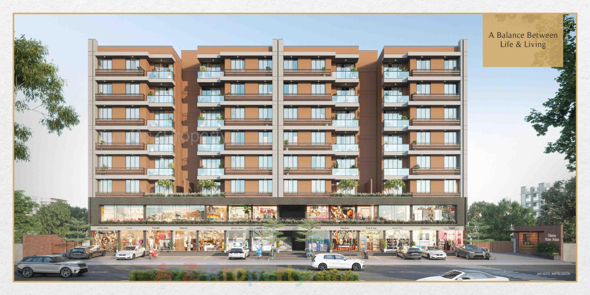 3D Elevation of real estate project Shree Ram Aries located at Nana-chiloda, Gandhinagar, Gujarat