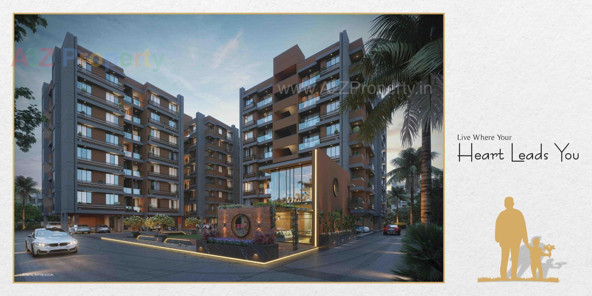 3D Elevation of real estate project Shree Ram Aries located at Nana-chiloda, Gandhinagar, Gujarat