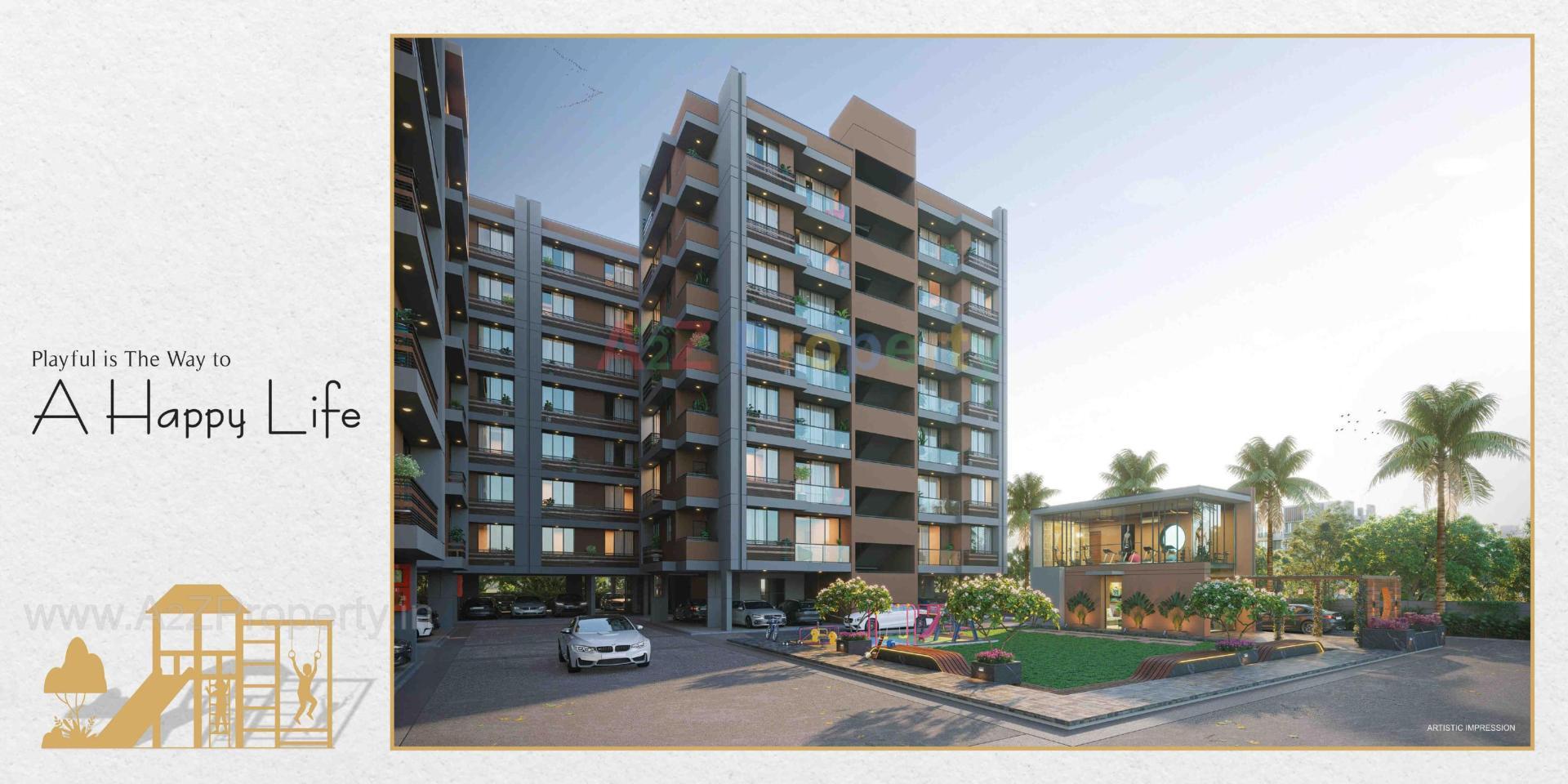 3D Elevation of real estate project Shree Ram Aries located at Nana-chiloda, Gandhinagar, Gujarat