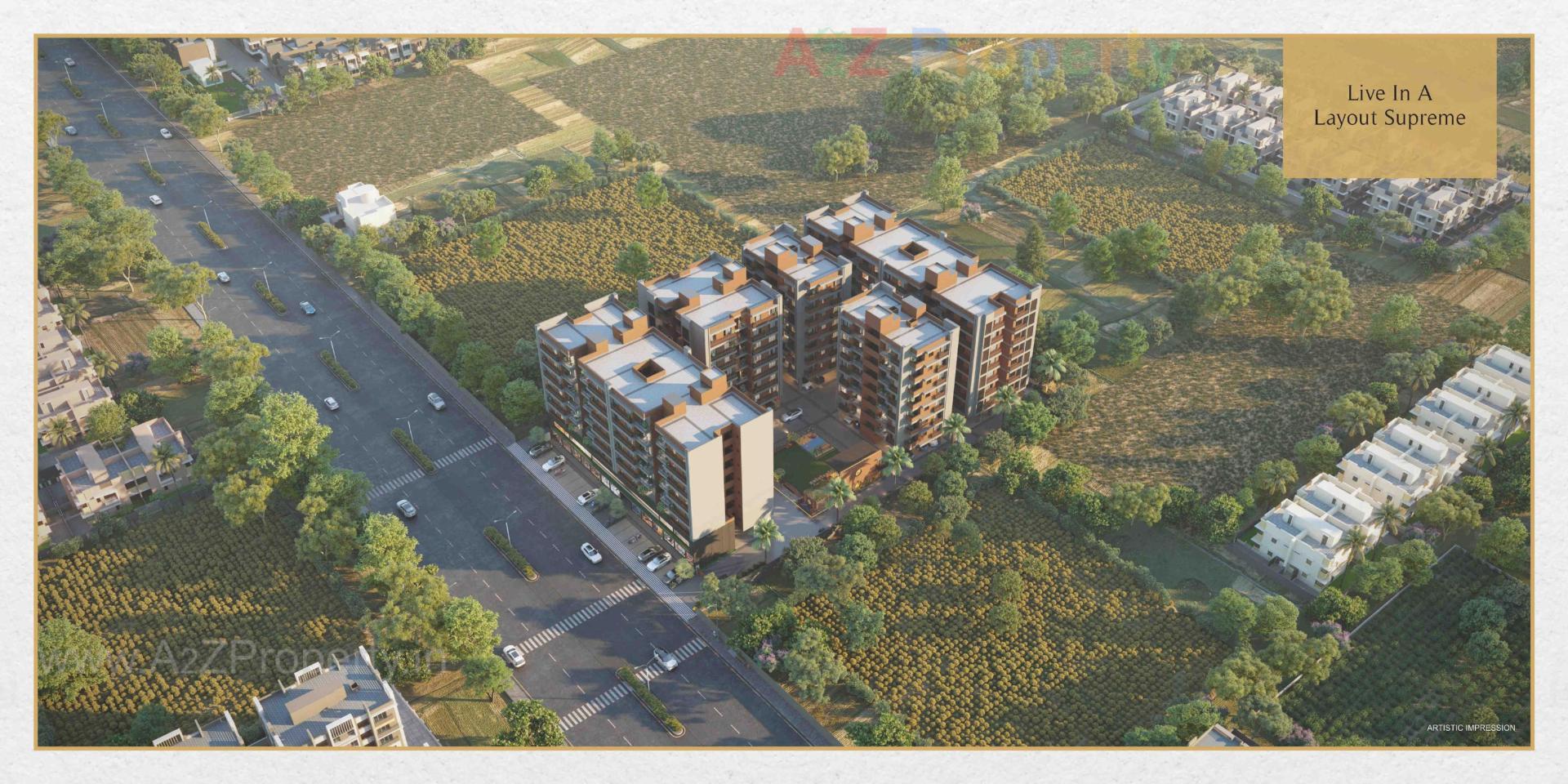 3D Elevation of real estate project Shree Ram Aries located at Nana-chiloda, Gandhinagar, Gujarat