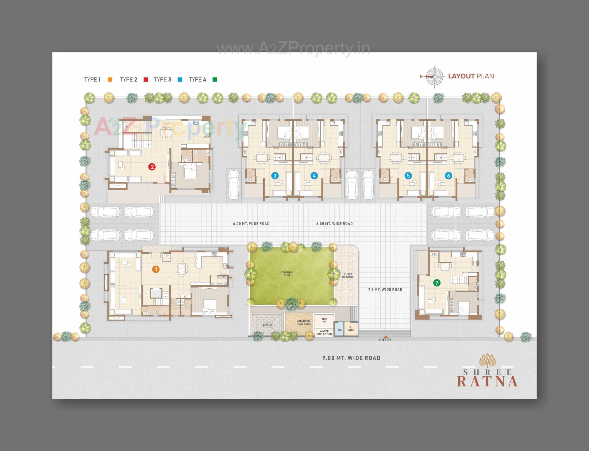 Layout of real estate project Shree Ratna located at Raysan, Gandhinagar, Gujarat