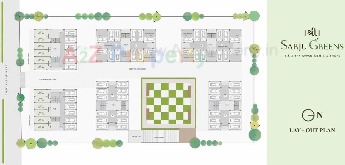 Layout of real estate project Shree Sarju Greens located at Zundal, Gandhinagar, Gujarat