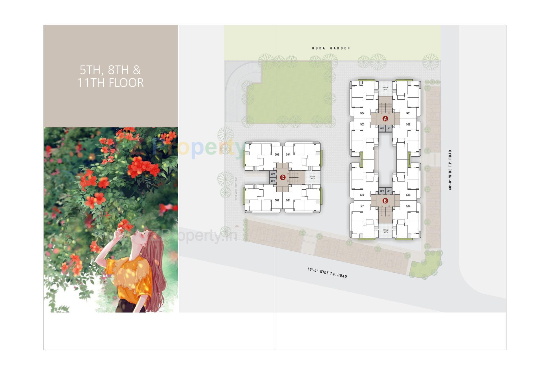 Layout of real estate project Shree Sharanam Sky located at Sargasan, Gandhinagar, Gujarat
