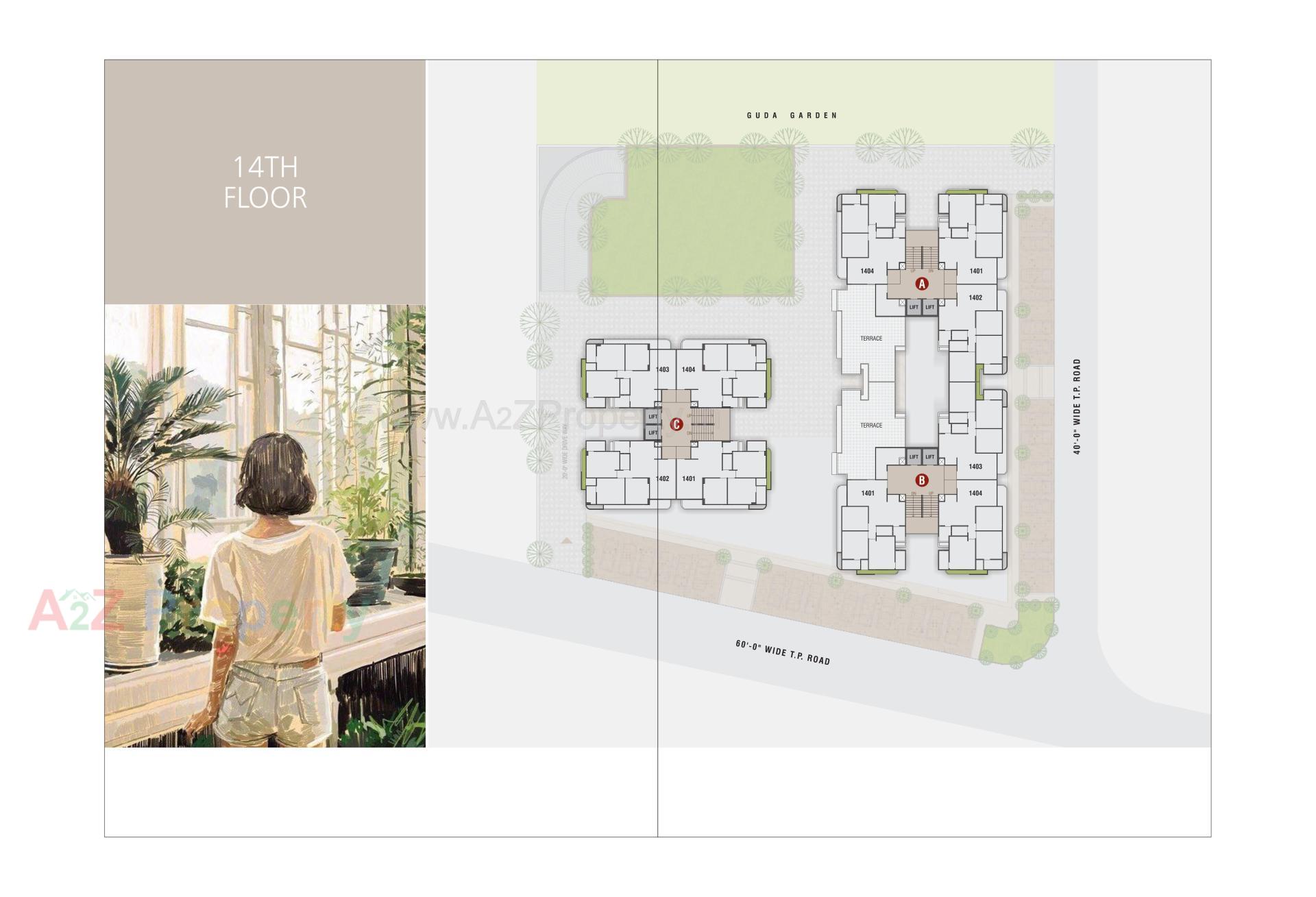 Layout of real estate project Shree Sharanam Sky located at Sargasan, Gandhinagar, Gujarat