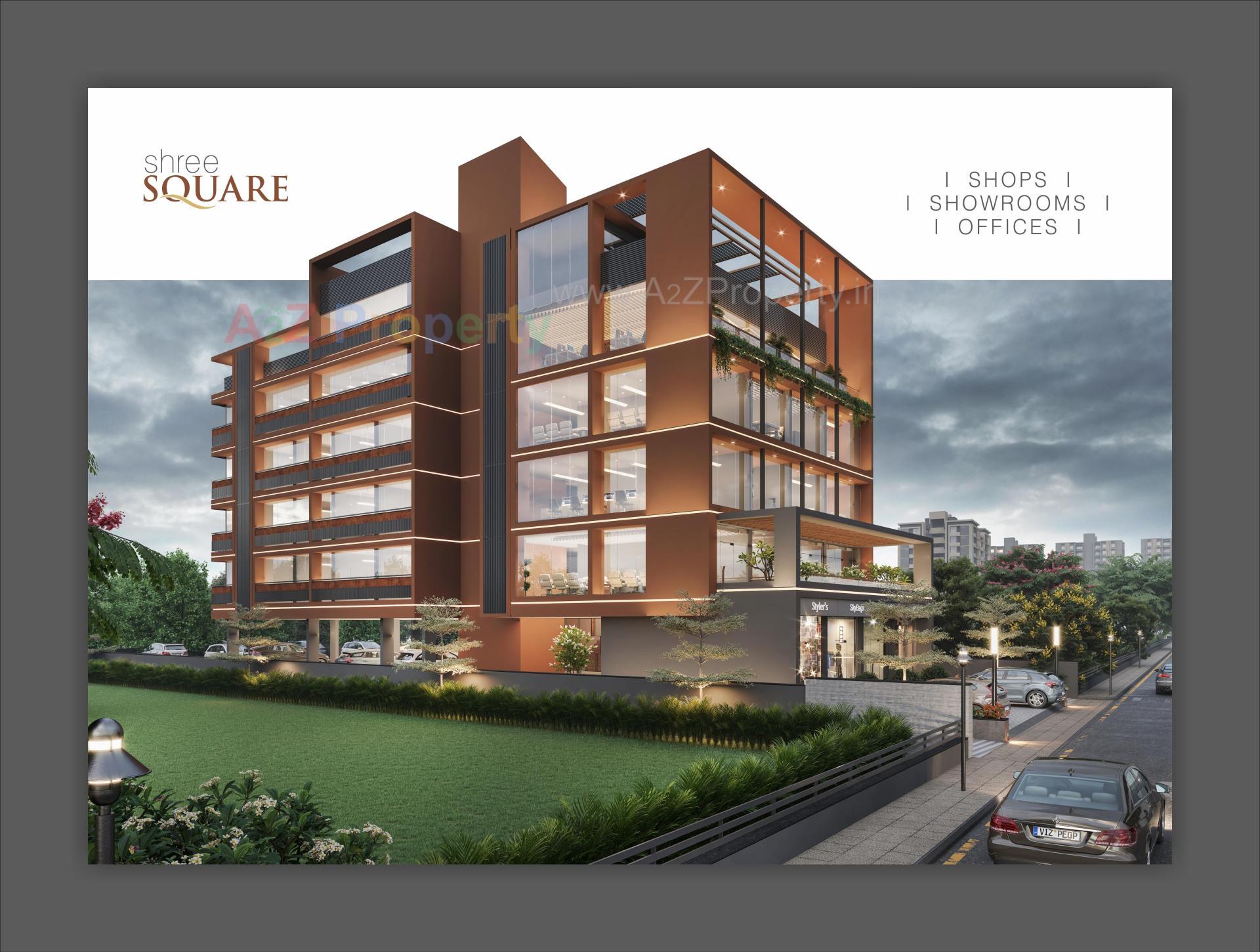 3D Elevation of real estate project Shree Square located at Raysan, Gandhinagar, Gujarat