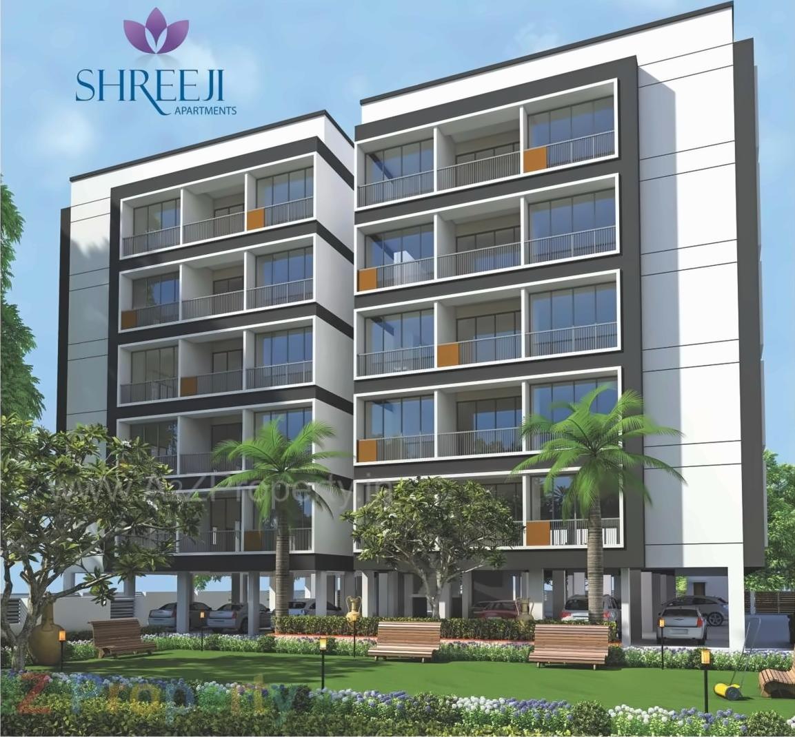 3D Elevation of real estate project Shreeji Apartments located at Randheja, Gandhinagar, Gujarat