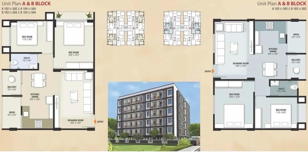 Layout of real estate project Shreeji Apartments located at Randheja, Gandhinagar, Gujarat