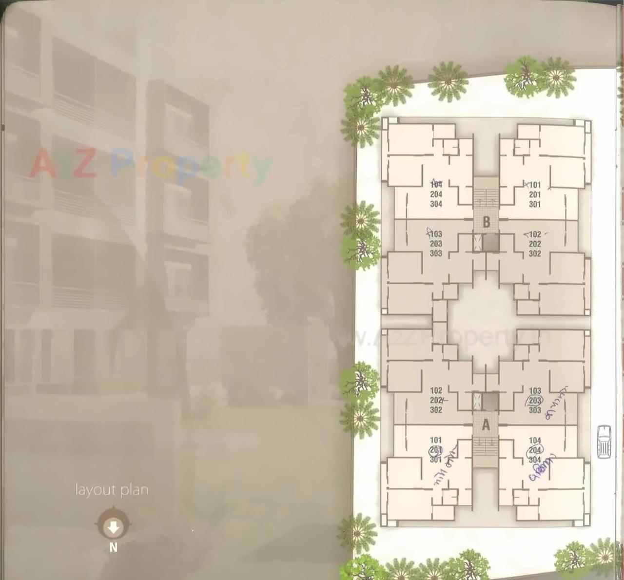 Layout of real estate project Shreeji Maher located at Raysan, Gandhinagar, Gujarat