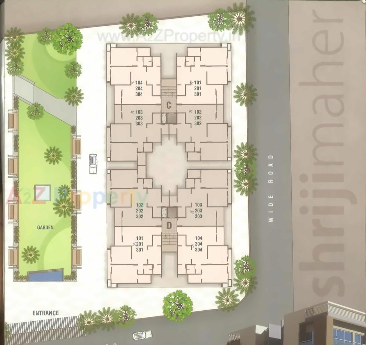 Layout of real estate project Shreeji Maher located at Raysan, Gandhinagar, Gujarat