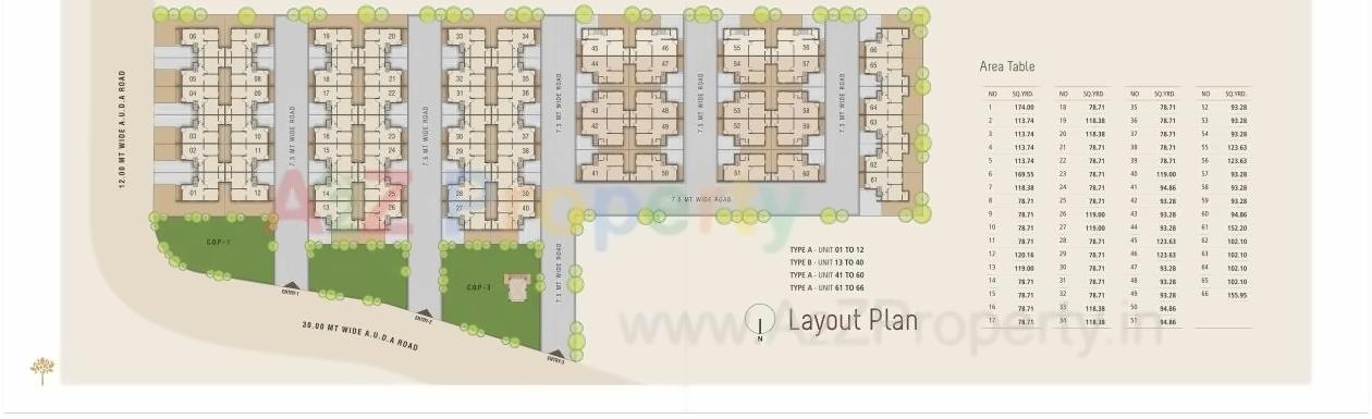 Layout of real estate project Shreenath Residency located at Kalol, Gandhinagar, Gujarat