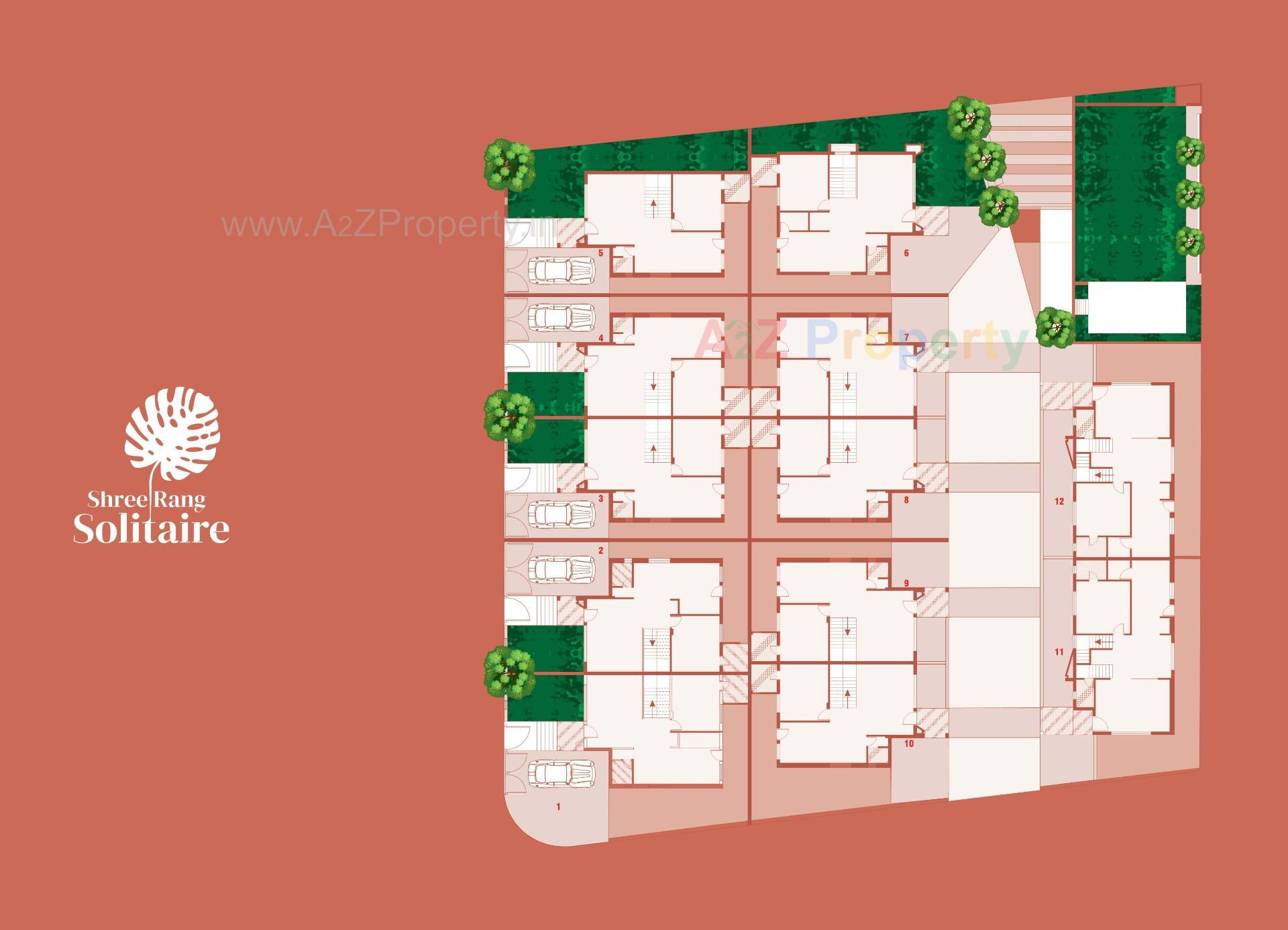 Layout of real estate project Shreerang Solitaire located at Raysan, Gandhinagar, Gujarat