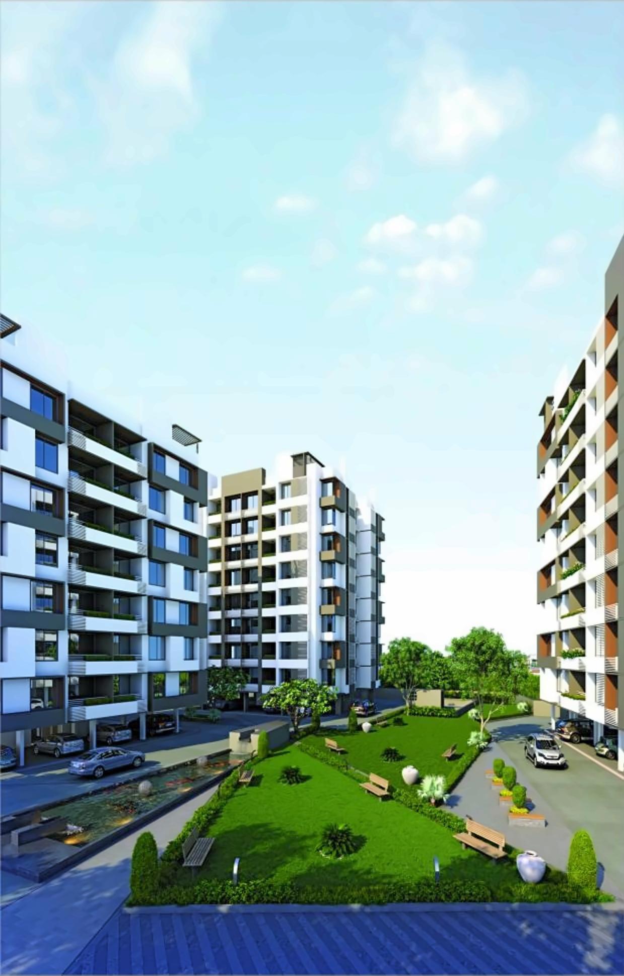 3D Elevation of real estate project Shrifal Heights located at Kudasan, Gandhinagar, Gujarat