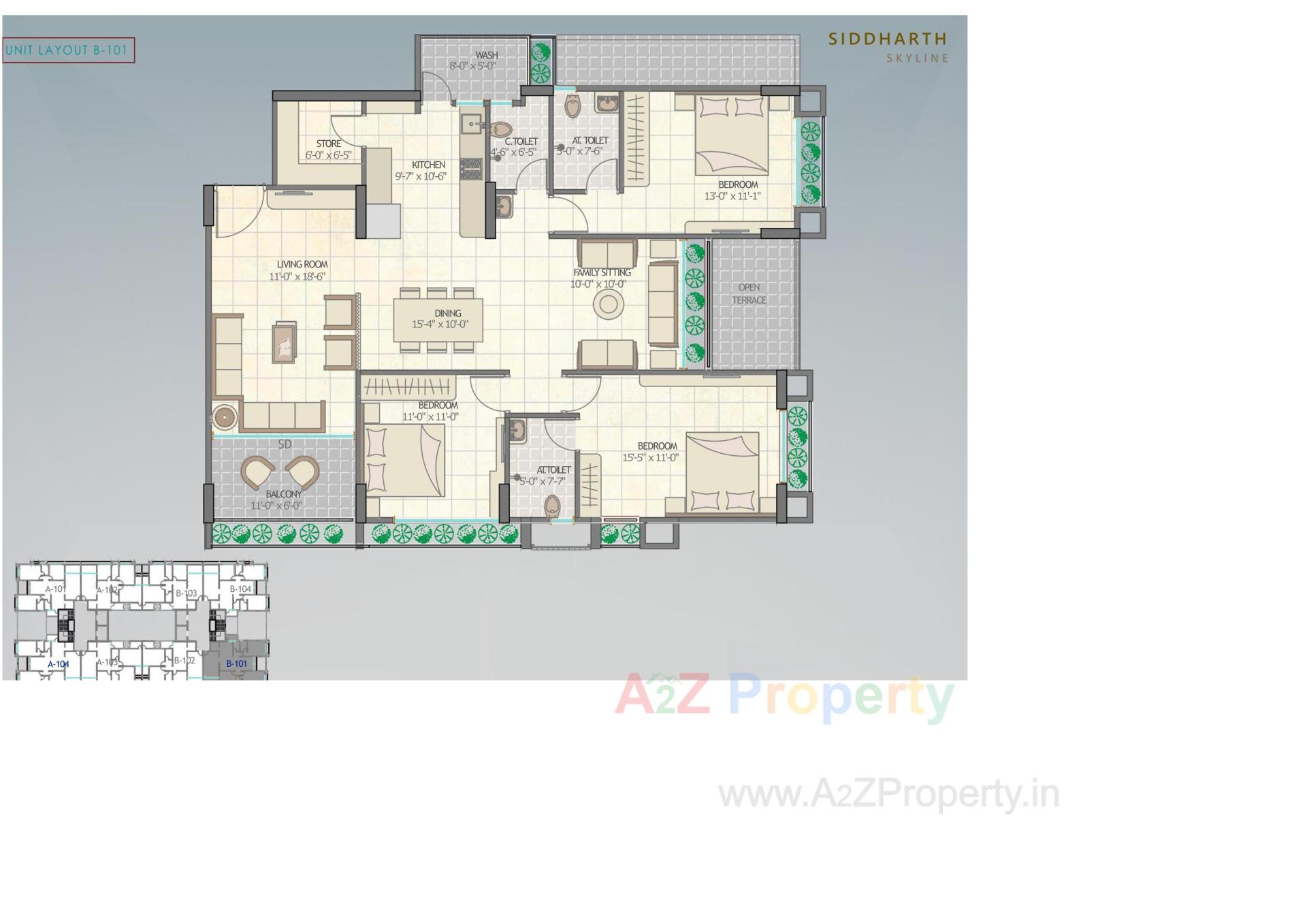 Layout of real estate project Siddharth Skyline located at Vavol, Gandhinagar, Gujarat
