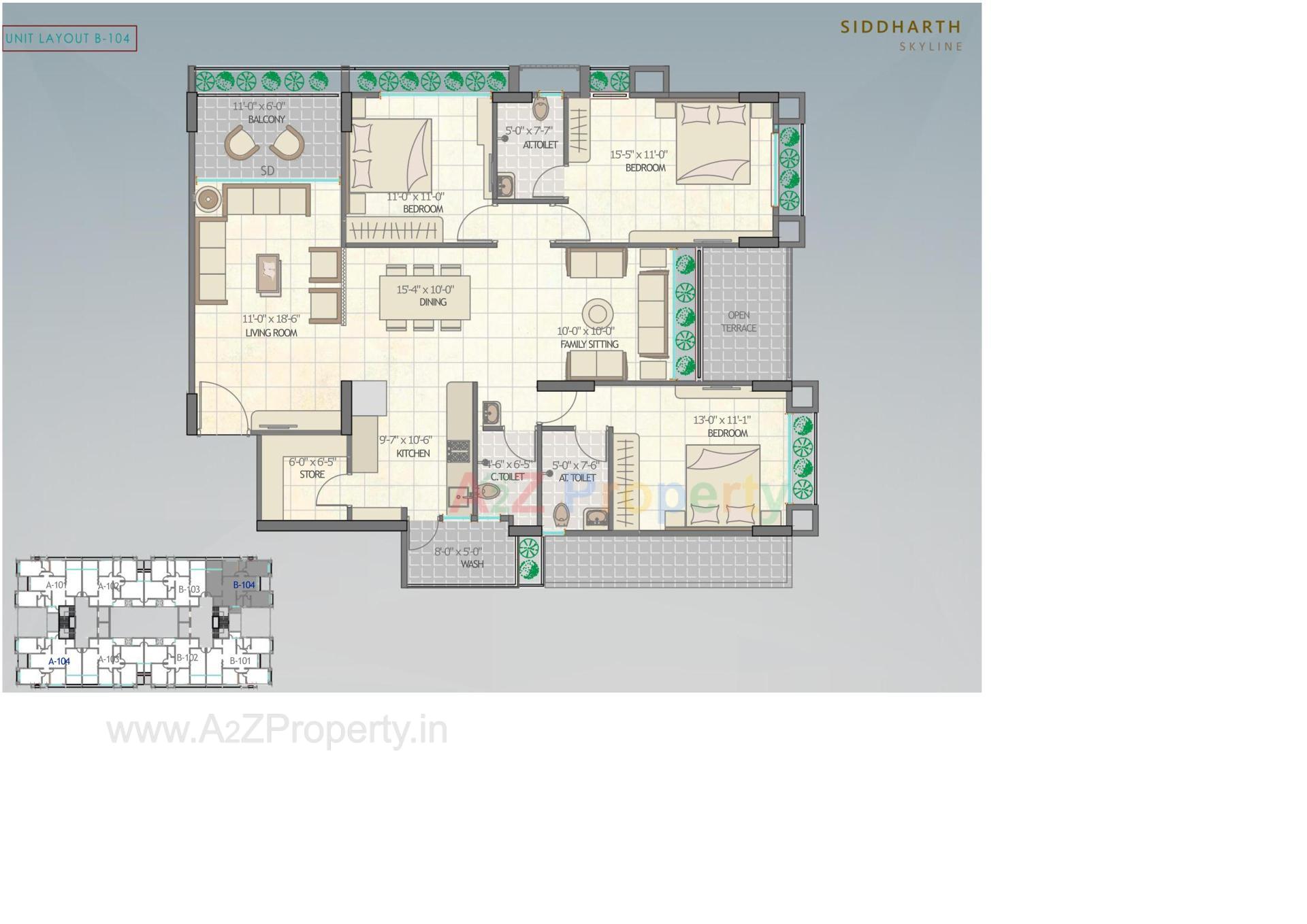 Layout of real estate project Siddharth Skyline located at Vavol, Gandhinagar, Gujarat
