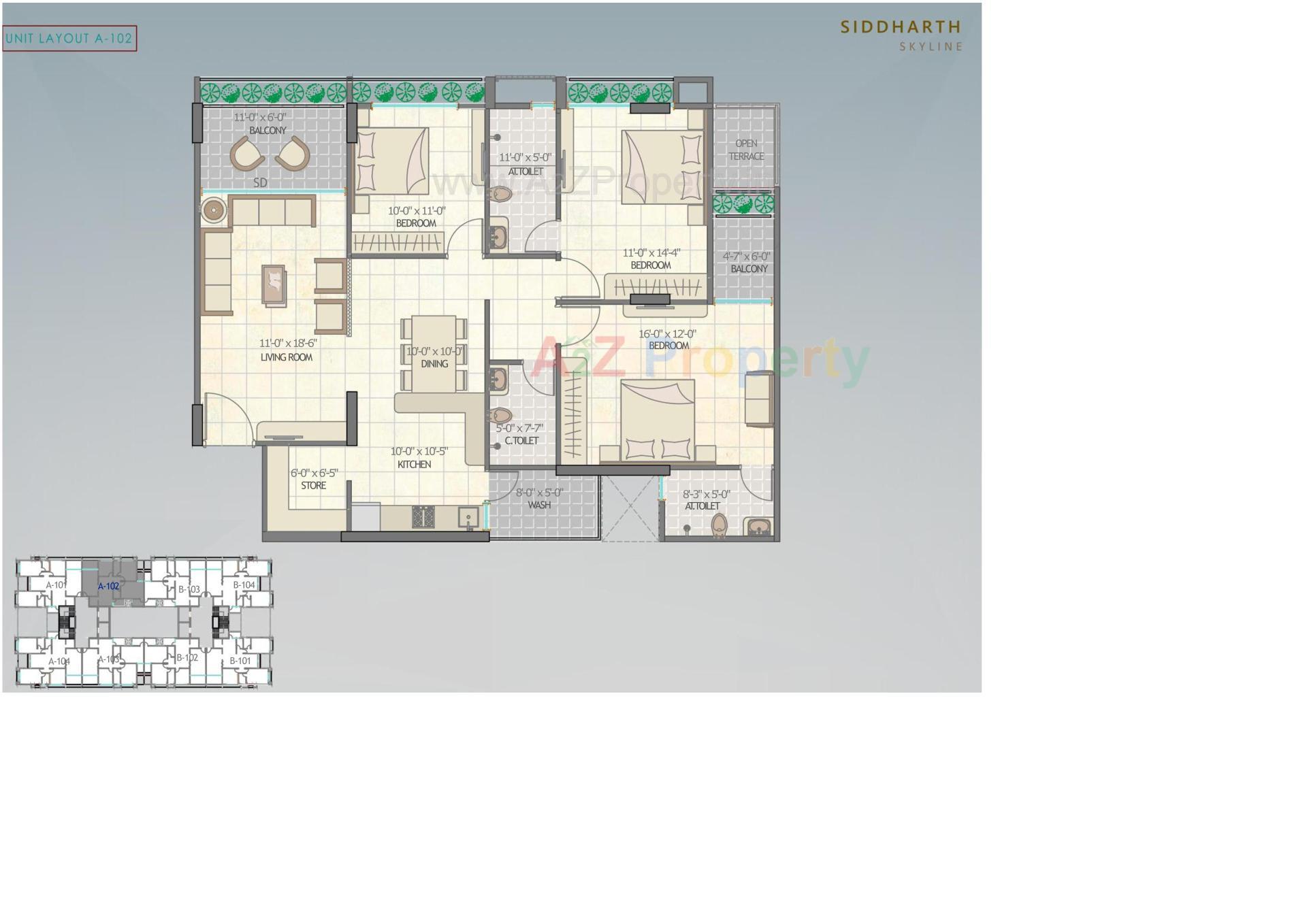 Layout of real estate project Siddharth Skyline located at Vavol, Gandhinagar, Gujarat