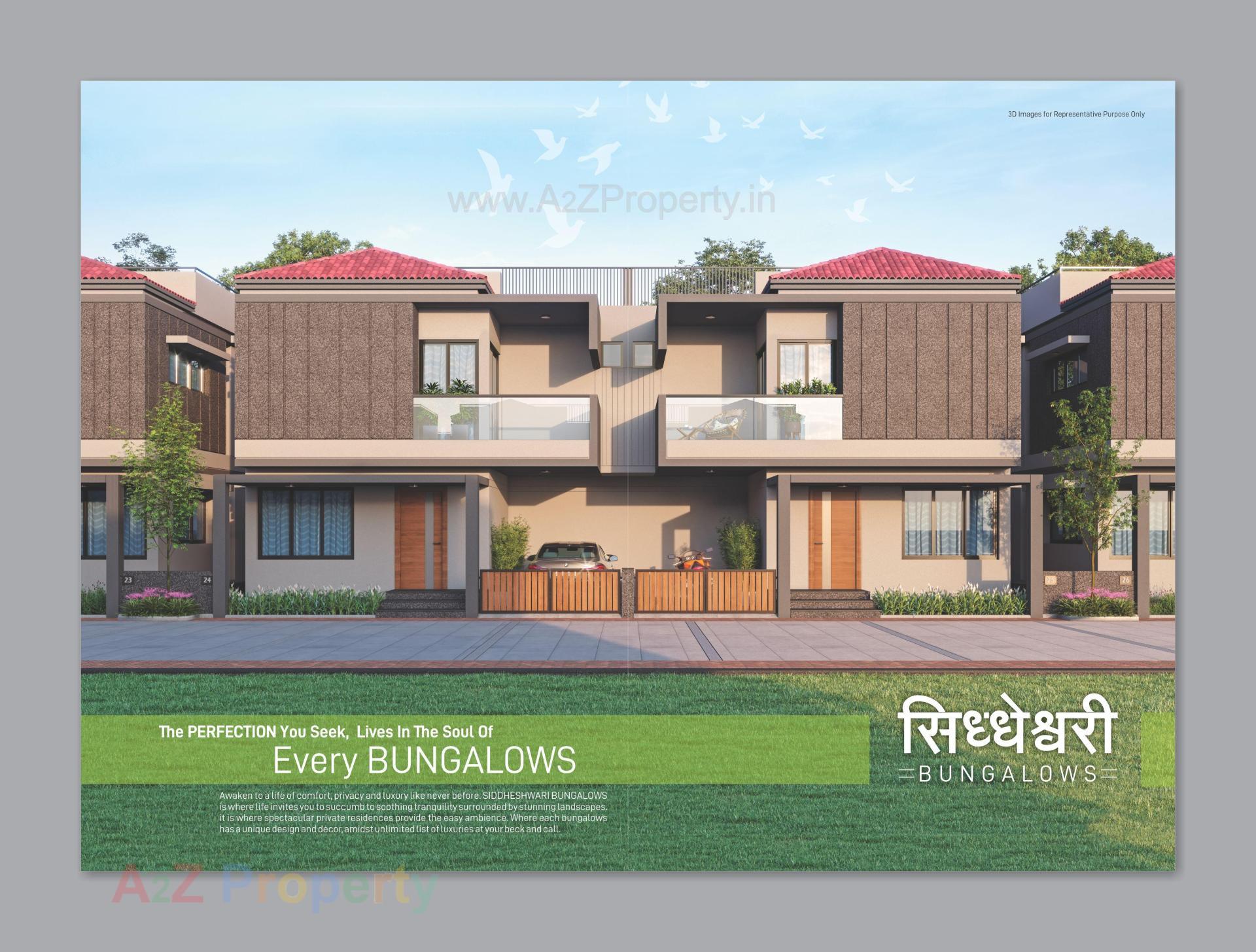 3D Elevation of real estate project Siddheswari Bungalows located at Gandhinagar, Gandhinagar, Gujarat