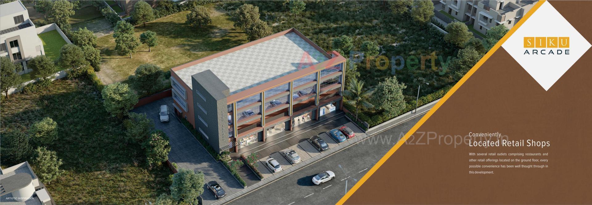 3D Elevation of real estate project Siku Arcade located at Ranasan, Gandhinagar, Gujarat