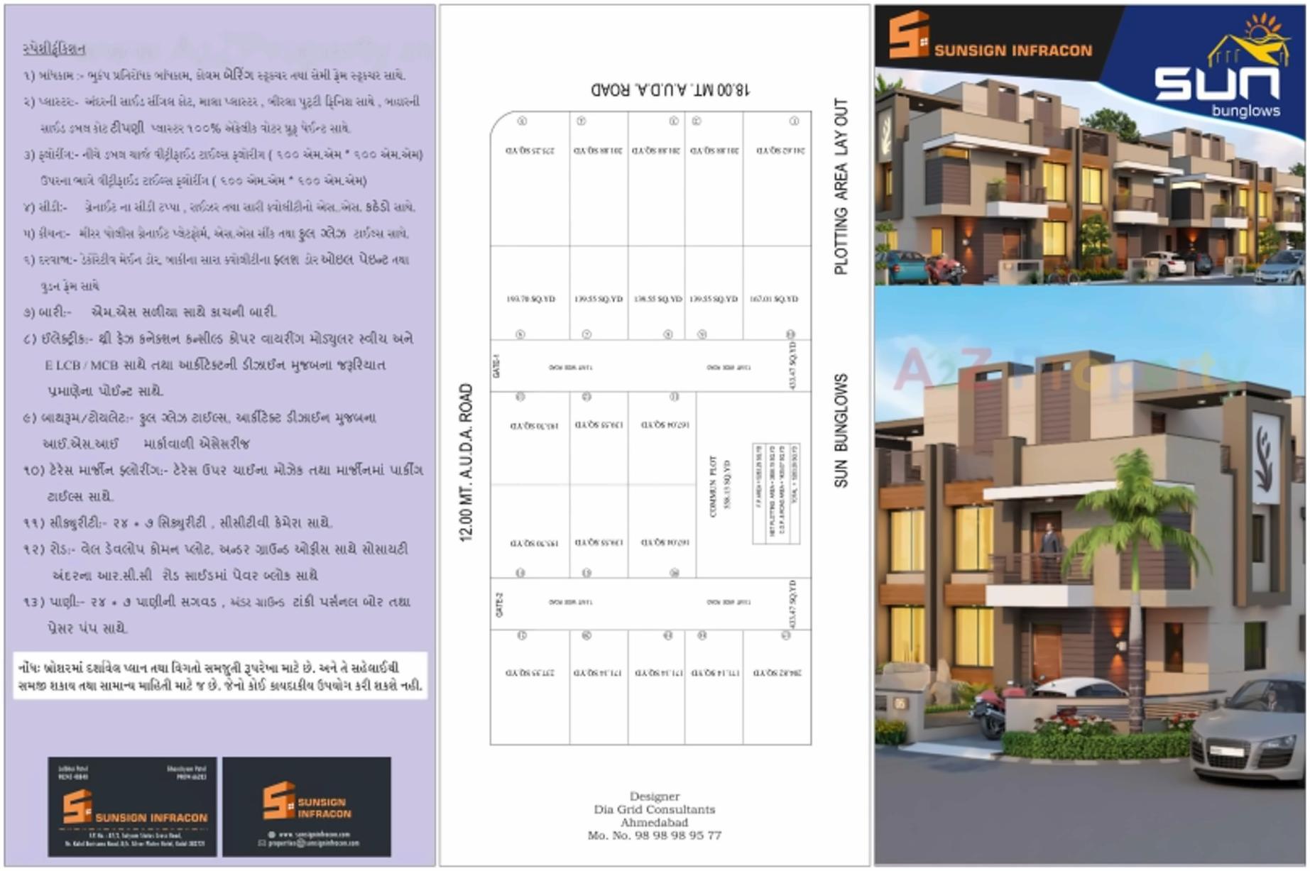Layout of real estate project Sun Bunglows located at Gandhinagar, Gandhinagar, Gujarat