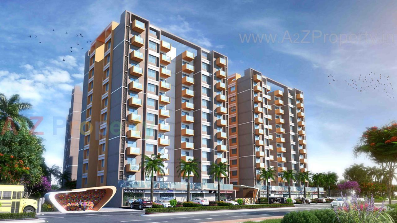 3D Elevation of real estate project Swagat Pelican located at Sargasan, Gandhinagar, Gujarat