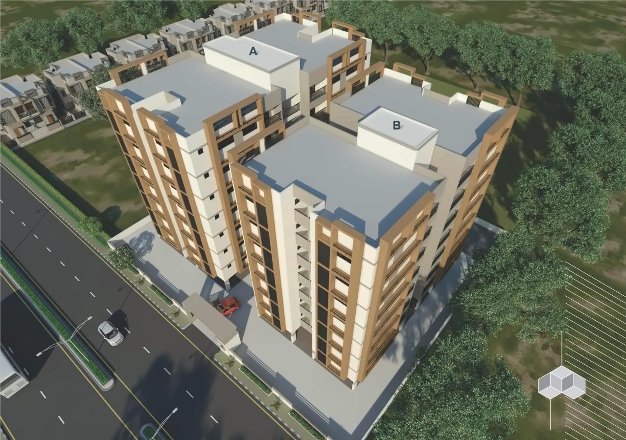 3D Elevation of real estate project Swapnil Heights located at Dehgam, Gandhinagar, Gujarat
