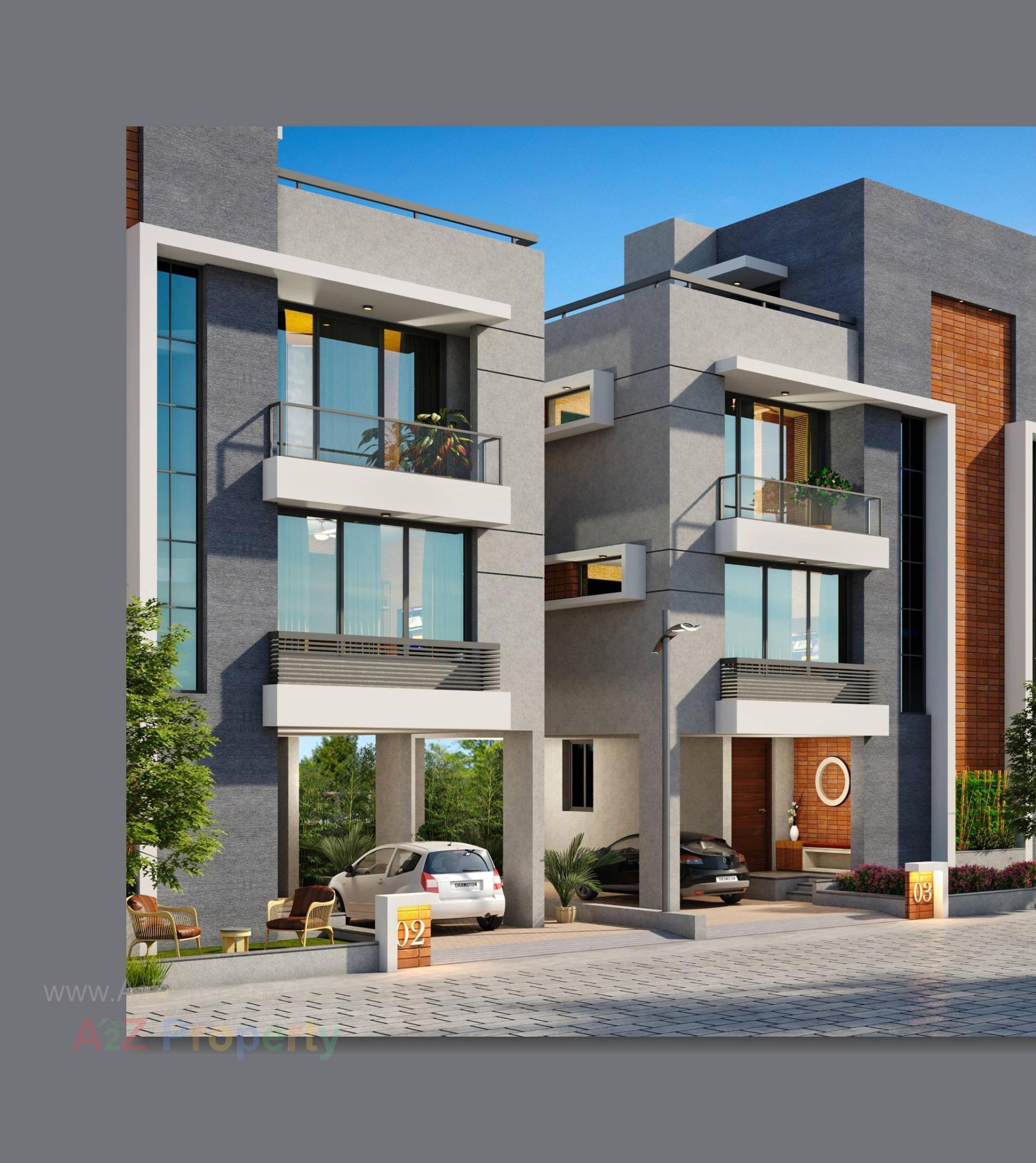 3D Elevation of real estate project Swara Bungalows located at Raysan, Gandhinagar, Gujarat