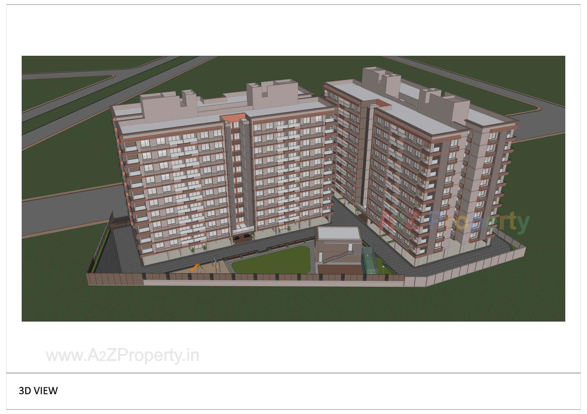 3D Elevation of real estate project Swara Crystal located at Sargasan, Gandhinagar, Gujarat