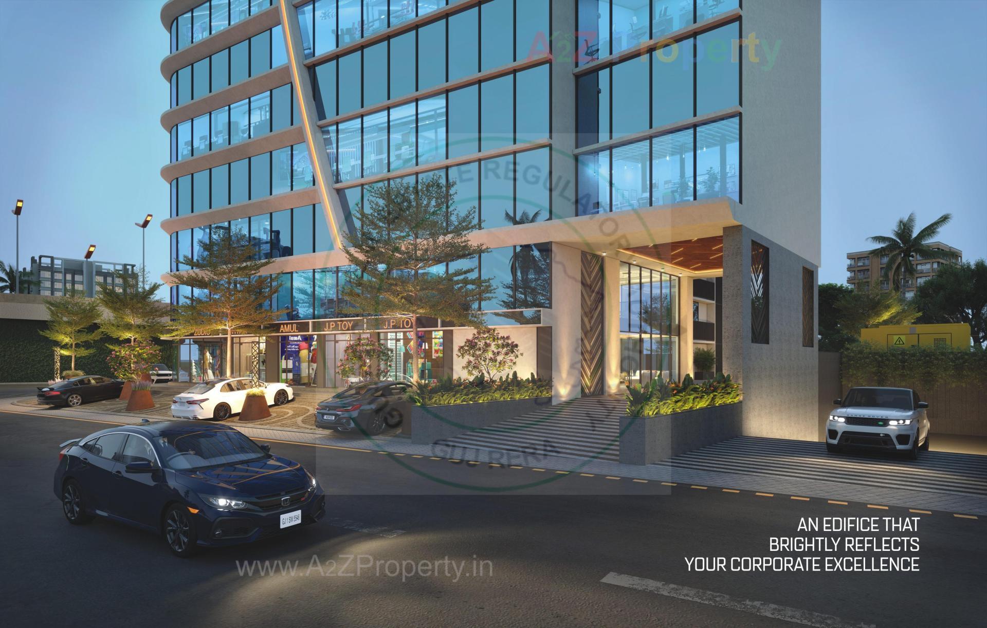 3D Elevation of real estate project Swarnim Business Center located at Khoraj, Gandhinagar, Gujarat