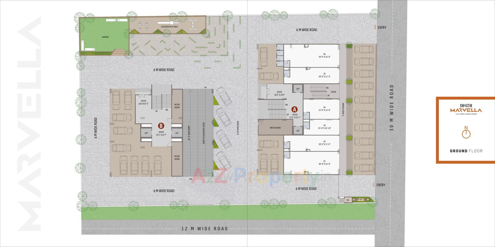 Layout of real estate project Swastik Marvella located at Zundal, Gandhinagar, Gujarat