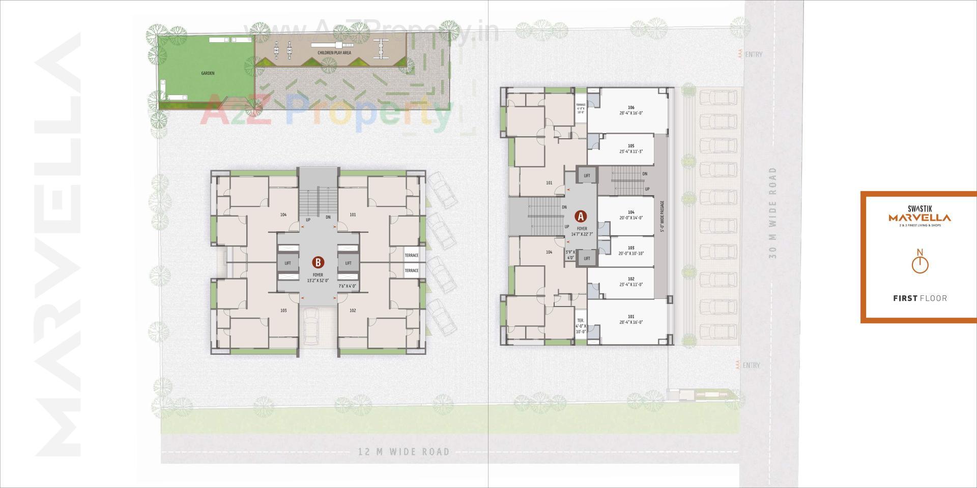 Layout of real estate project Swastik Marvella located at Zundal, Gandhinagar, Gujarat