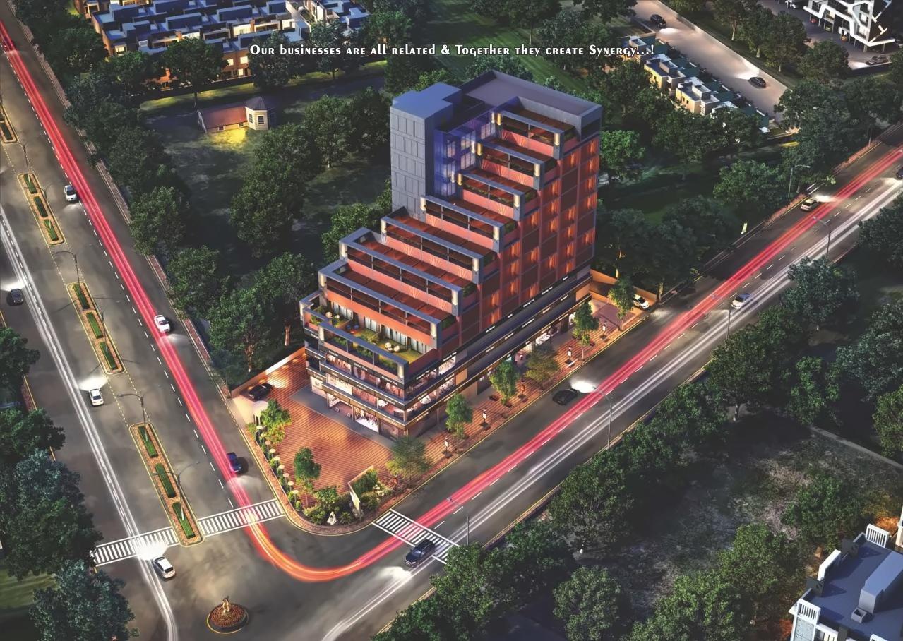 3D Elevation of real estate project Synergy Space located at Sargasan, Gandhinagar, Gujarat