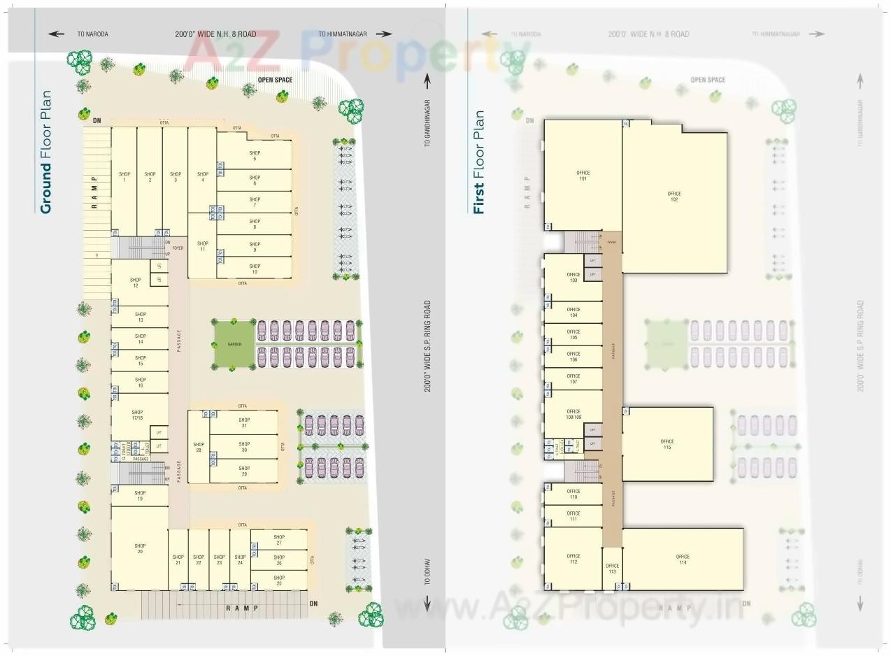 Layout of real estate project The Atlanta Business Hub located at Ranasan, Gandhinagar, Gujarat
