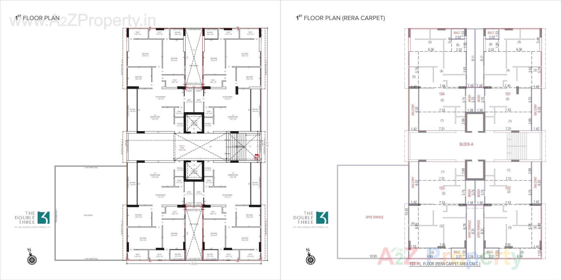 Layout of real estate project The Double Three located at Koba, Gandhinagar, Gujarat