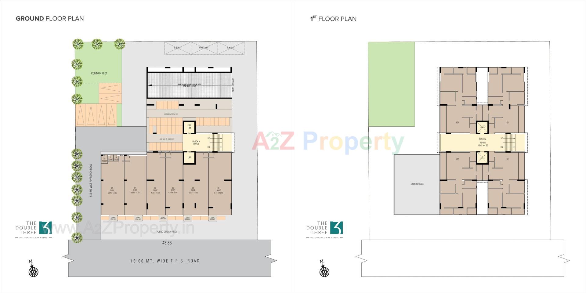 Layout of real estate project The Double Three located at Koba, Gandhinagar, Gujarat