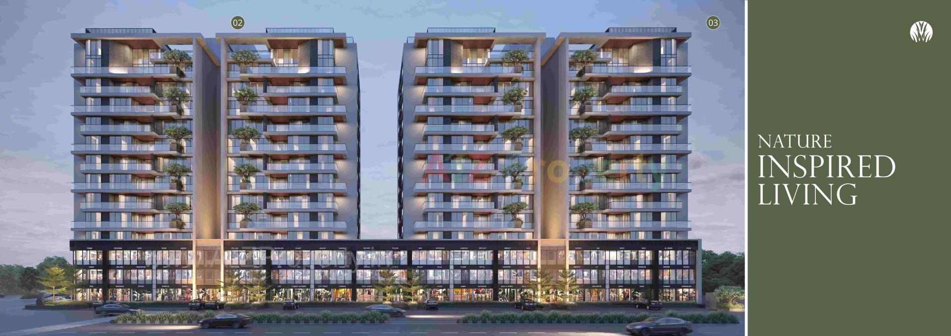 3D Elevation of real estate project The Grasslands located at Kudasan, Gandhinagar, Gujarat