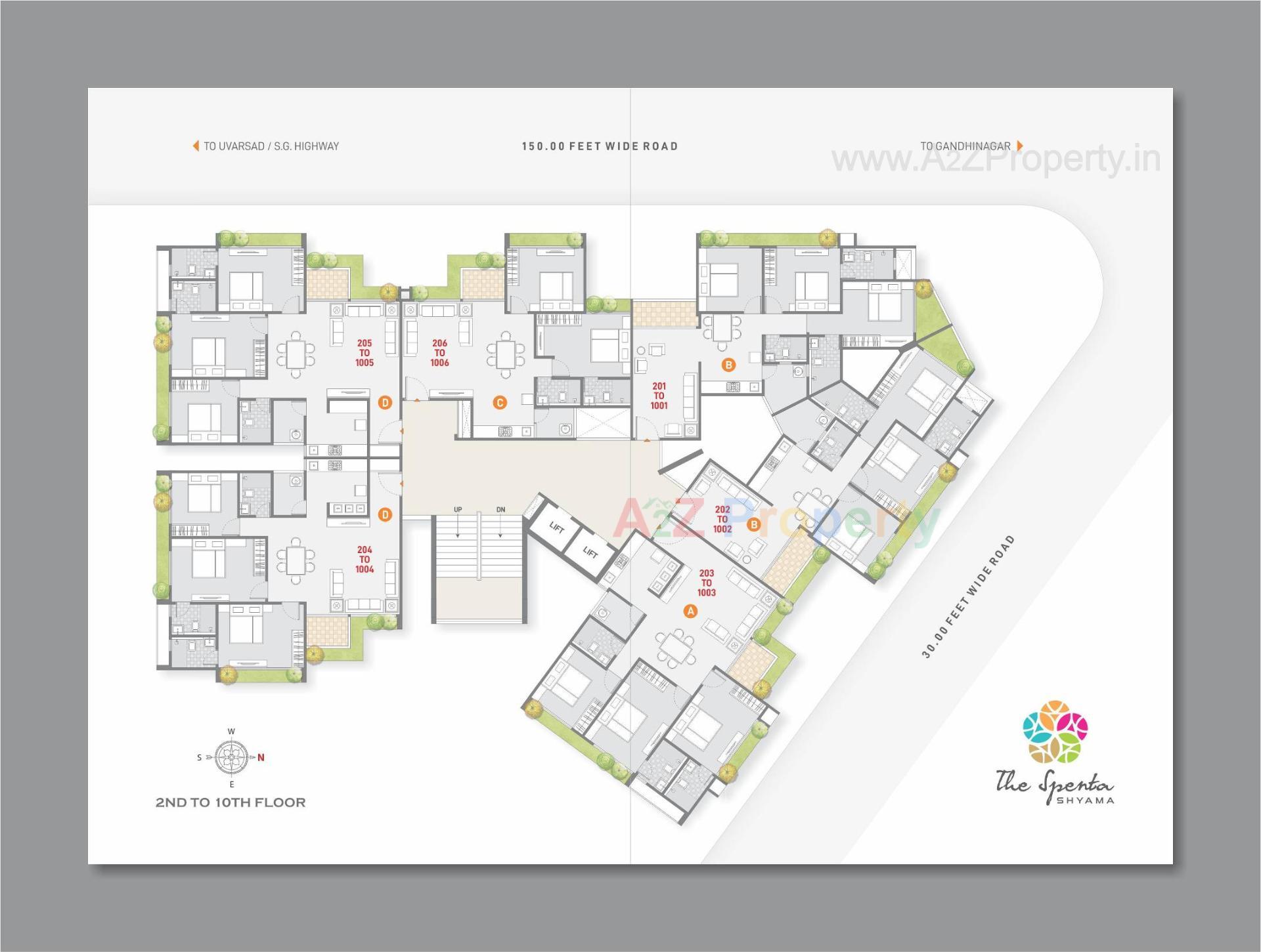 Layout of real estate project The Spenta Shyama located at Vavol, Gandhinagar, Gujarat