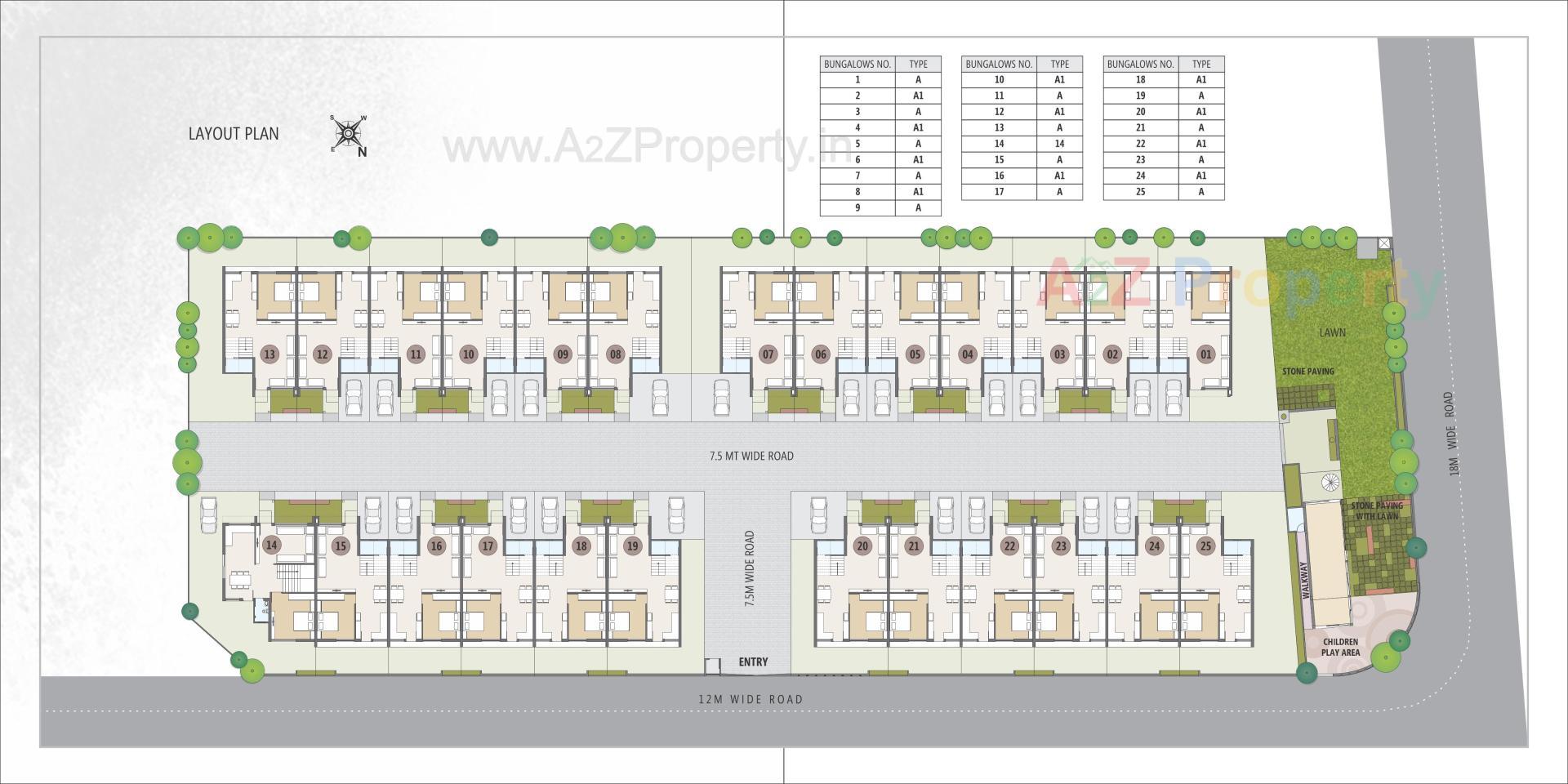 Layout of real estate project Tilak Bungalows located at Vavol, Gandhinagar, Gujarat