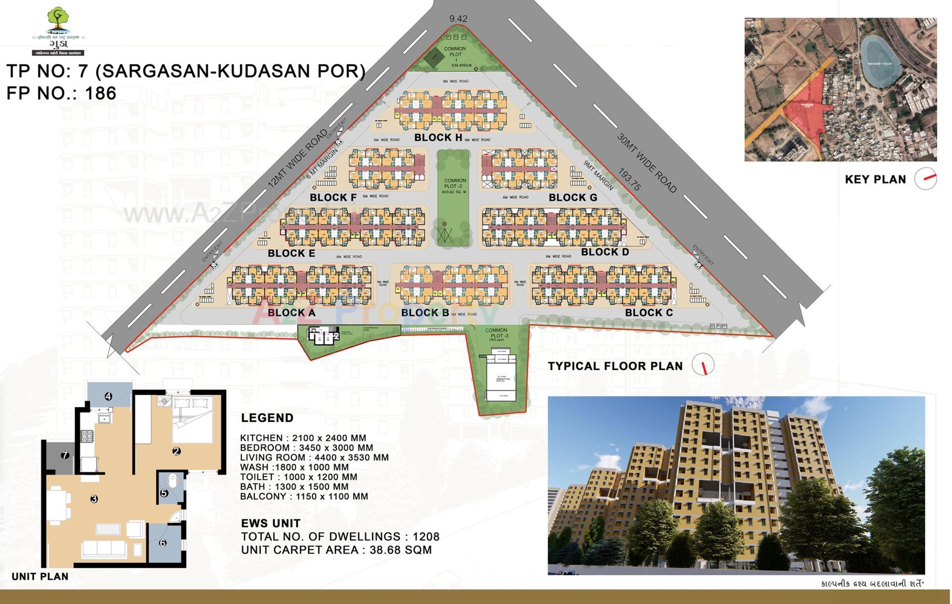 Layout of real estate project Tps 07 Fp 186 Ews Ii located at Gandhinagar, Gandhinagar, Gujarat