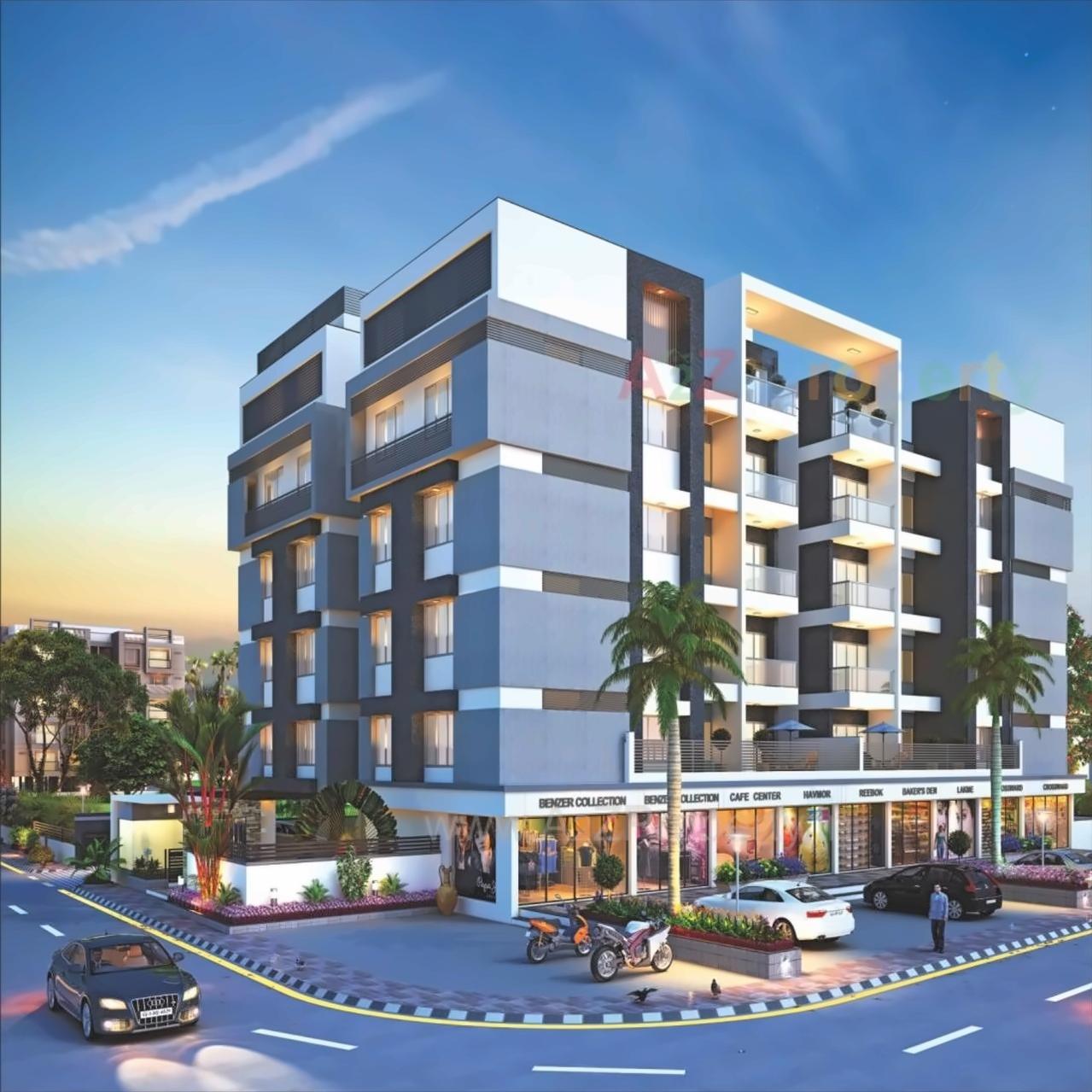3D Elevation of real estate project Trilok Elagance located at Koteshwar, Gandhinagar, Gujarat