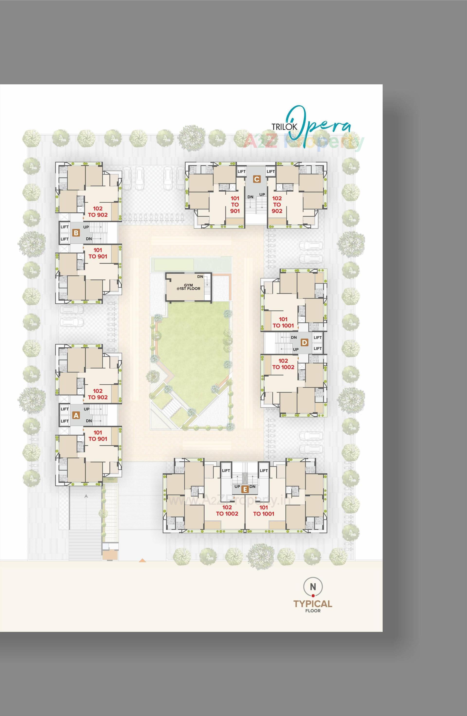 Layout of real estate project Trilok Opera located at Uvarsad, Gandhinagar, Gujarat
