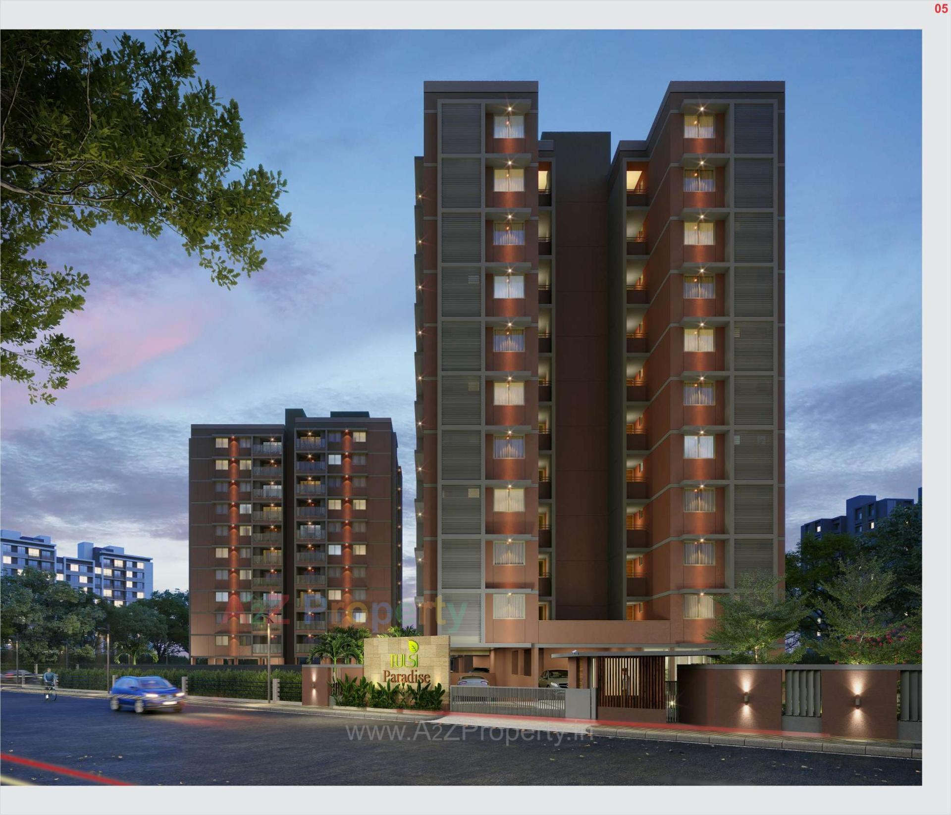 3D Elevation of real estate project Tulsi Paradise located at Gandhinagar, Gandhinagar, Gujarat