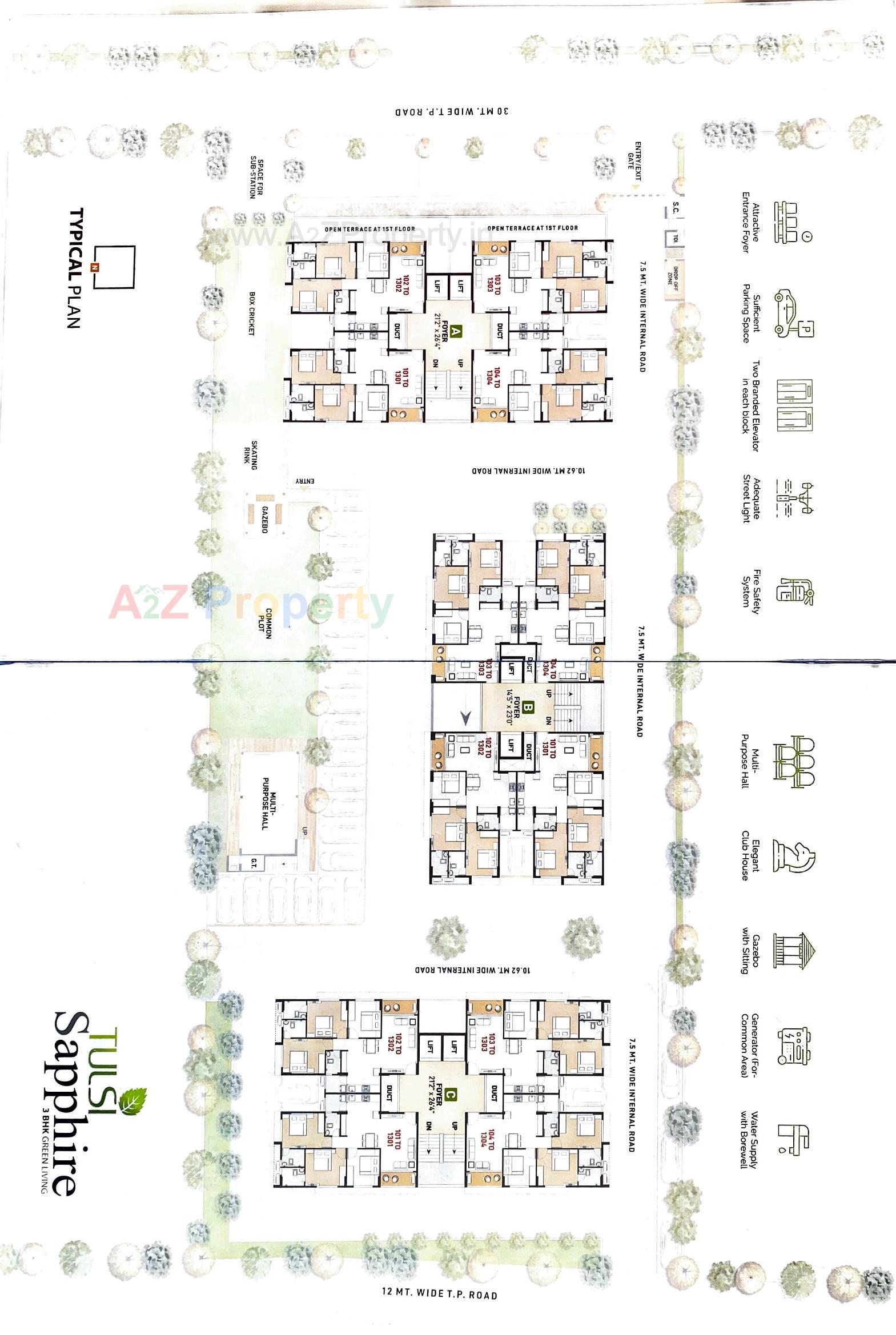 Layout of real estate project Tulsi Sapphire located at Vavol, Gandhinagar, Gujarat