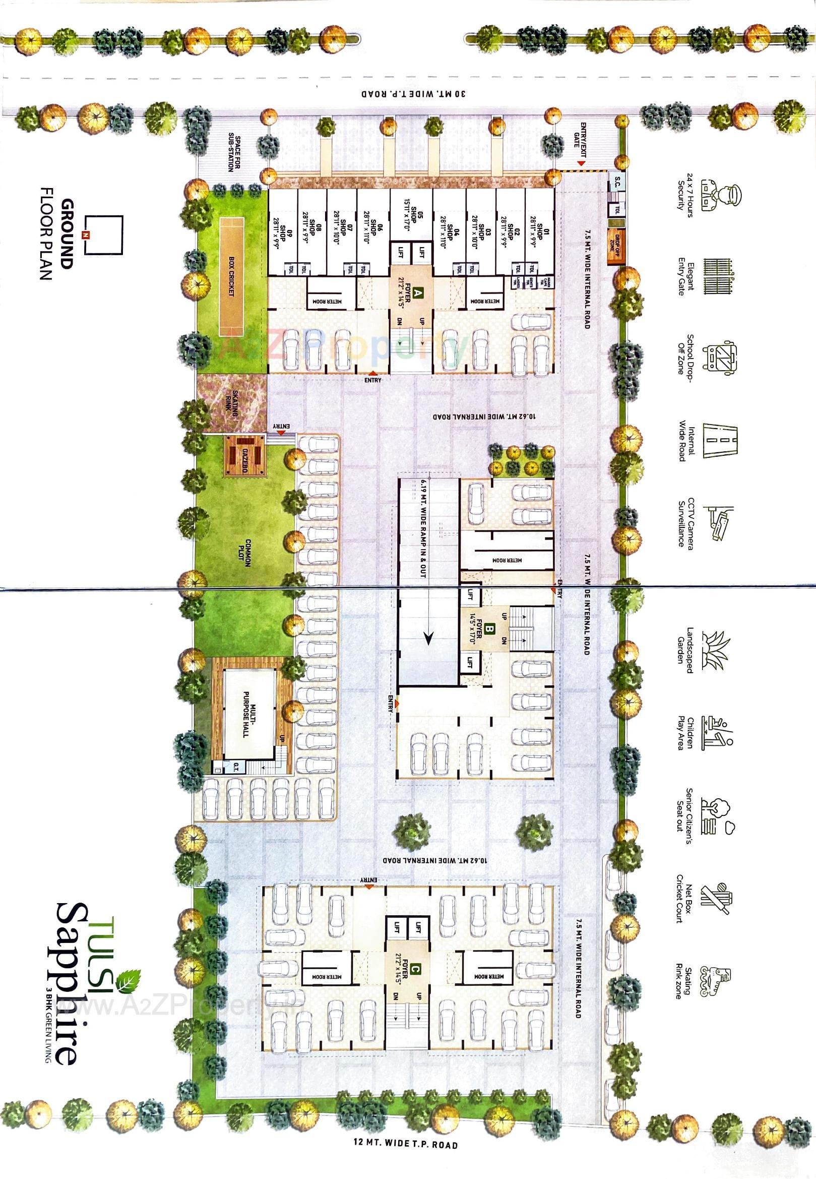 Layout of real estate project Tulsi Sapphire located at Vavol, Gandhinagar, Gujarat