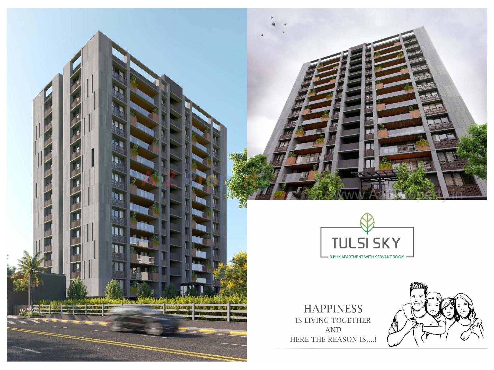 3D Elevation of real estate project Tulsi Sky located at Kudasan, Gandhinagar, Gujarat