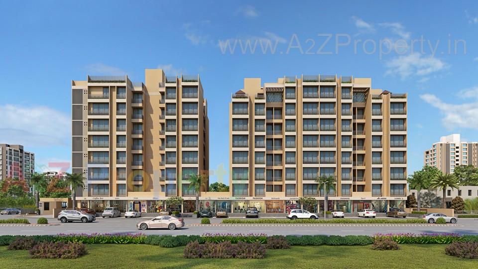 3D Elevation of real estate project Vaishanvi Garden View located at Khoraj, Gandhinagar, Gujarat