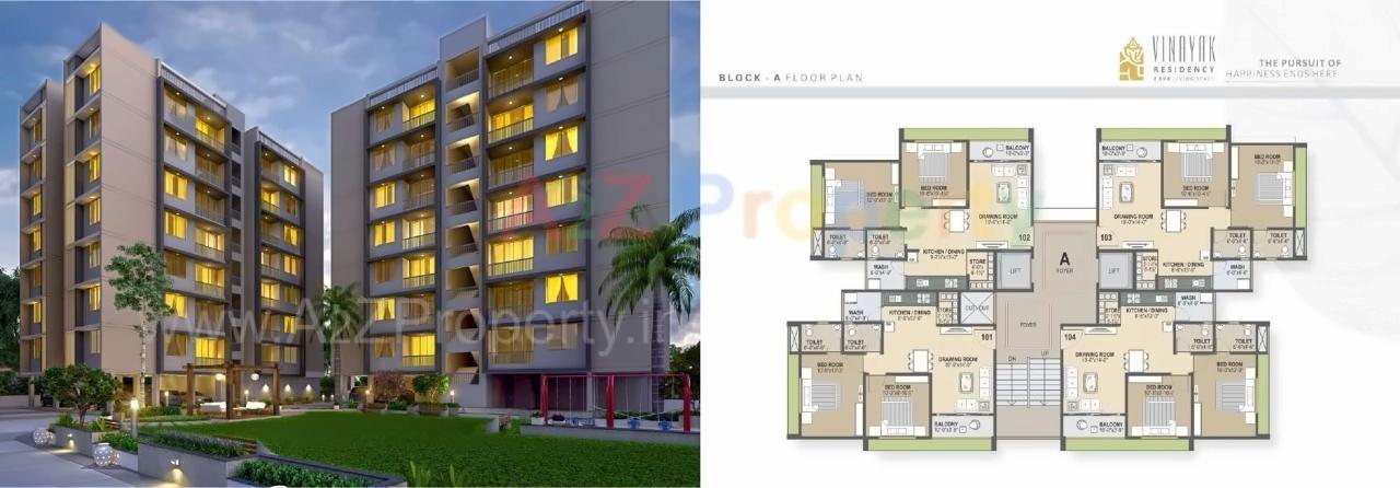 3D Elevation of real estate project Vinayak Residency located at Saij, Gandhinagar, Gujarat