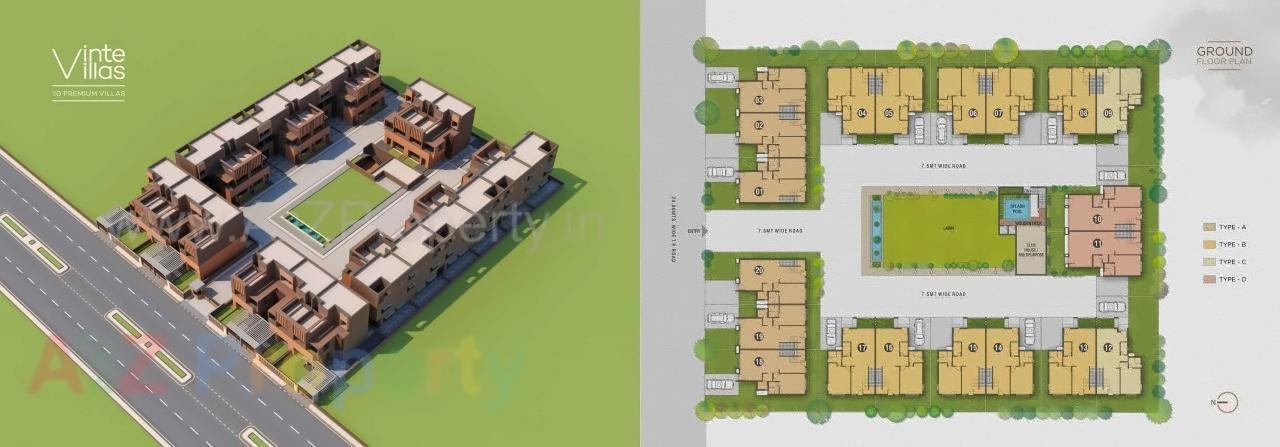 Layout of real estate project Vinte Villas located at Raysan, Gandhinagar, Gujarat