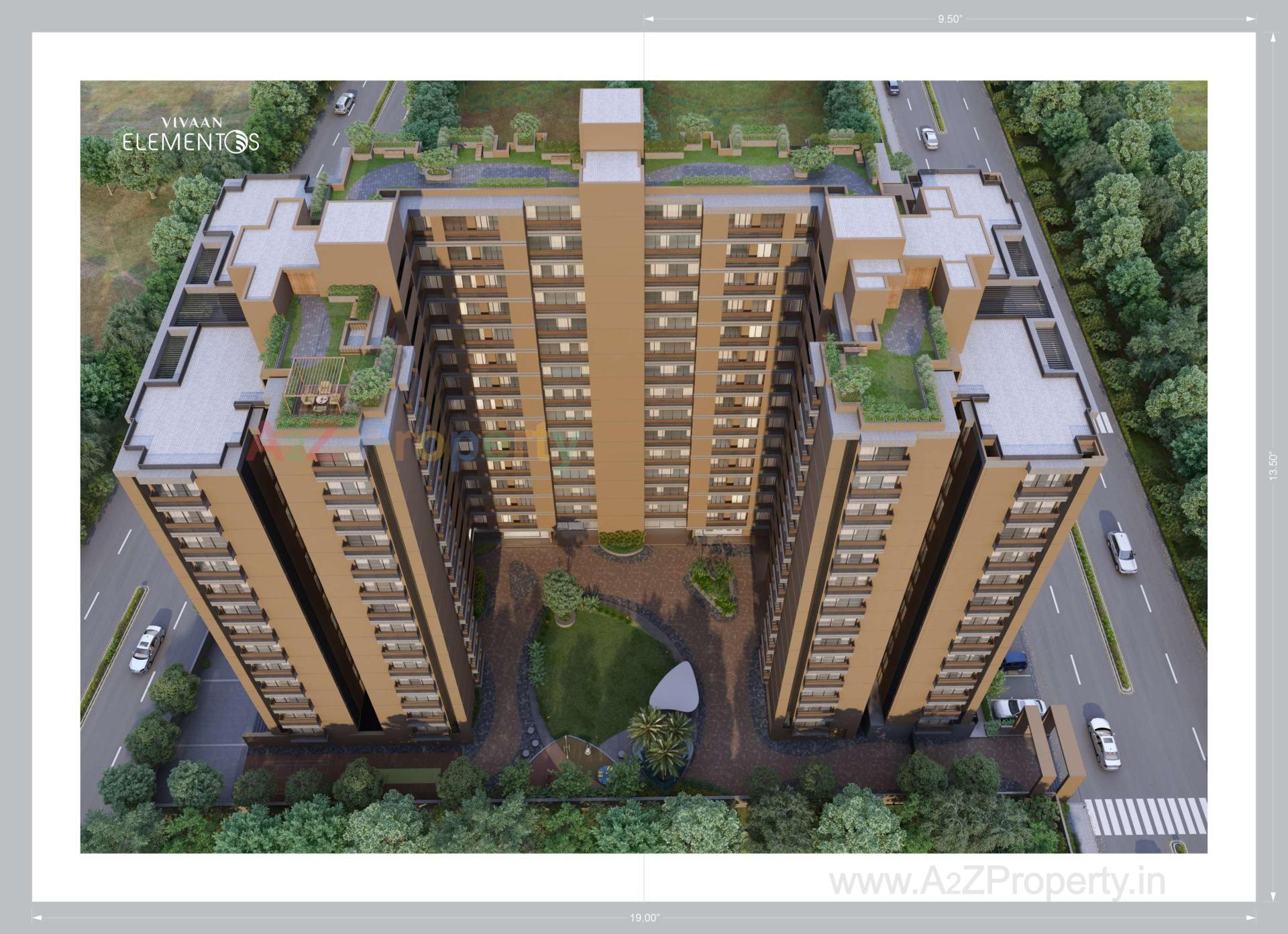 3D Elevation of real estate project Vivaan Elementos located at Zundal, Gandhinagar, Gujarat
