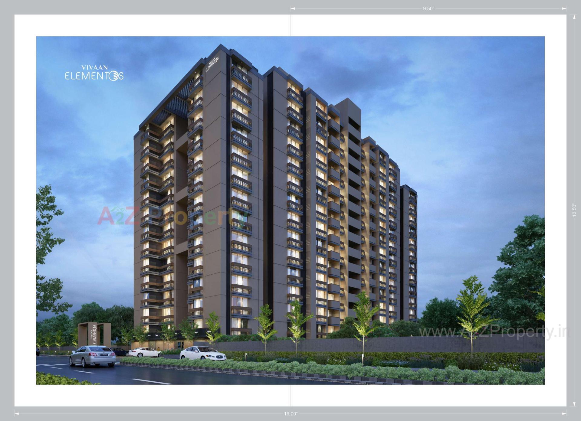 3D Elevation of real estate project Vivaan Elementos located at Zundal, Gandhinagar, Gujarat