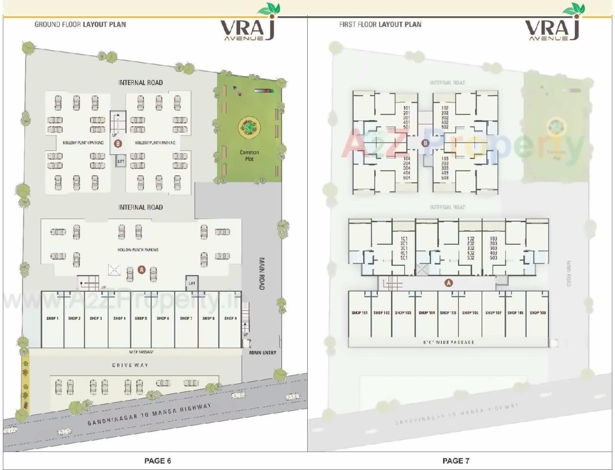 Layout of real estate project Vraj Avenue located at Mansa, Gandhinagar, Gujarat