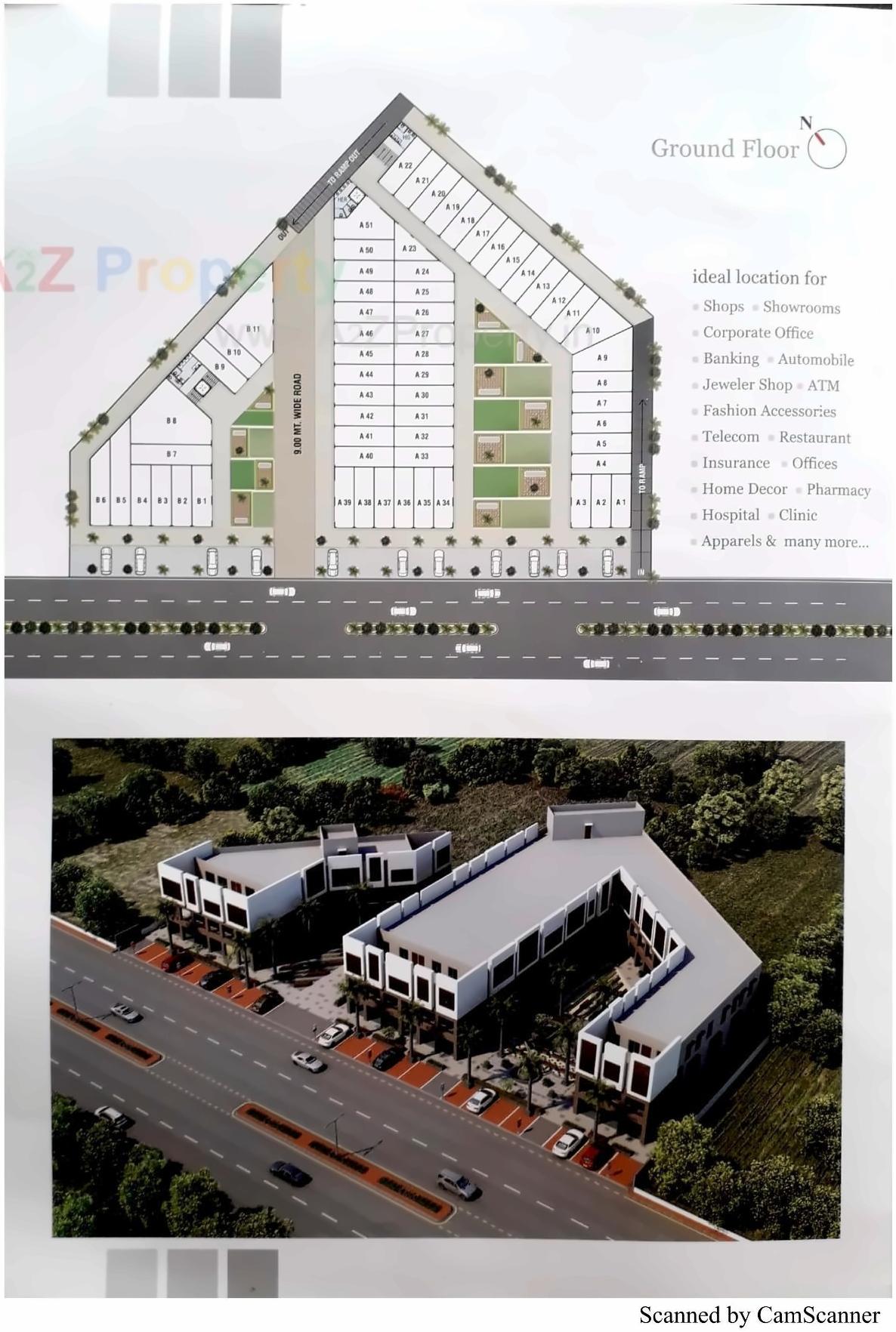 Layout of real estate project Vraj Plaza located at Randheja, Gandhinagar, Gujarat